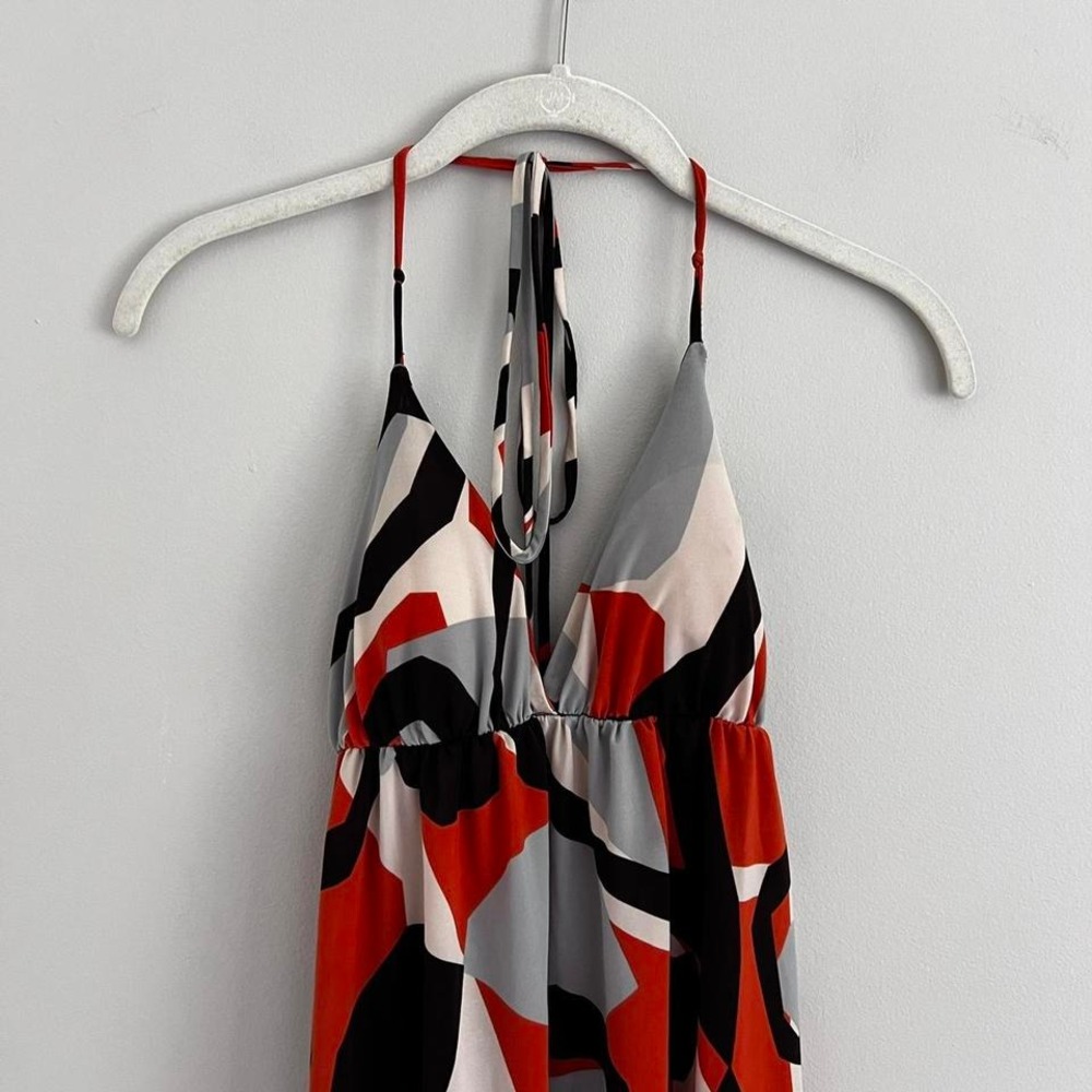 Y2K ORANGE AND BROWN‎ FOREVER ABSTRACT HALTER NECK TANK TOP - Picture 4 of 7